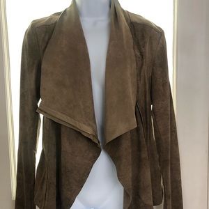 Tan stretchy BNCI Asymmetrical blazer with zip details M